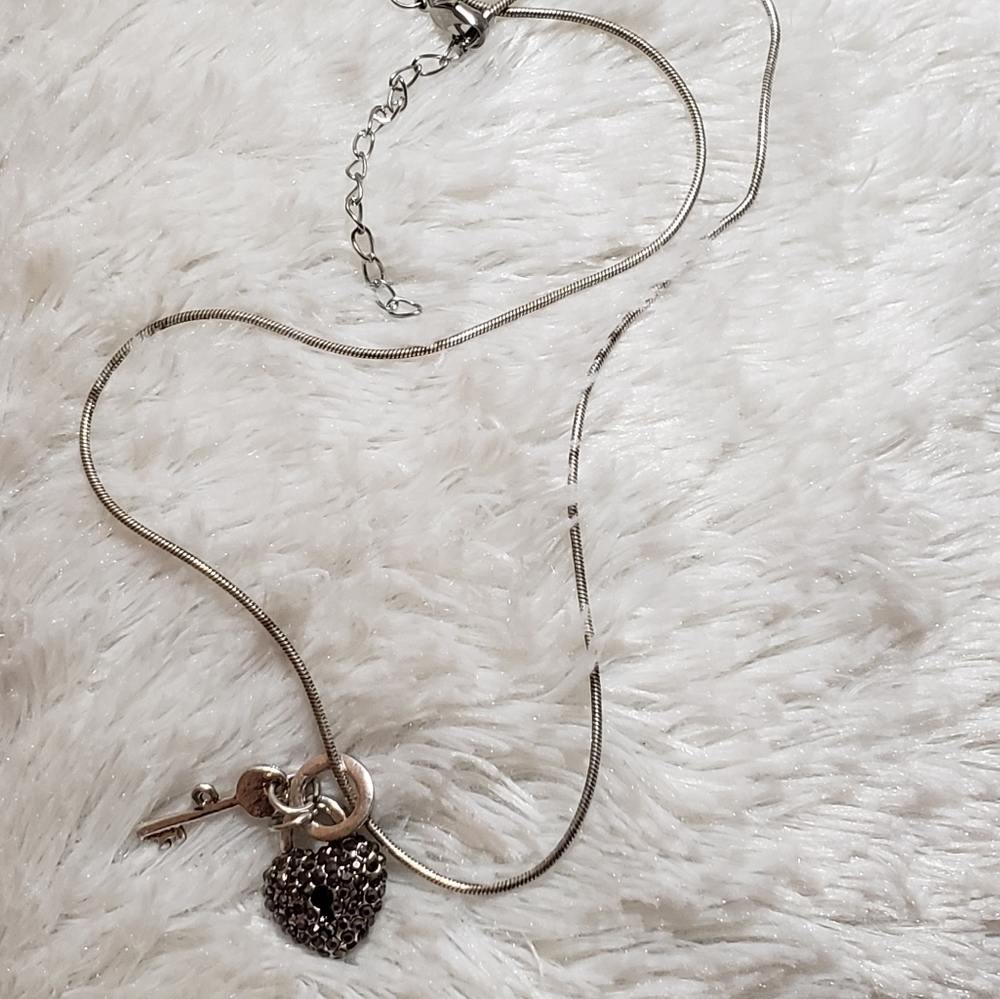 Heart and Key Necklace in silver